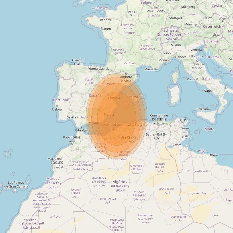 Thor 7 at 1° W downlink Ka-band Spot 11 beam coverage map