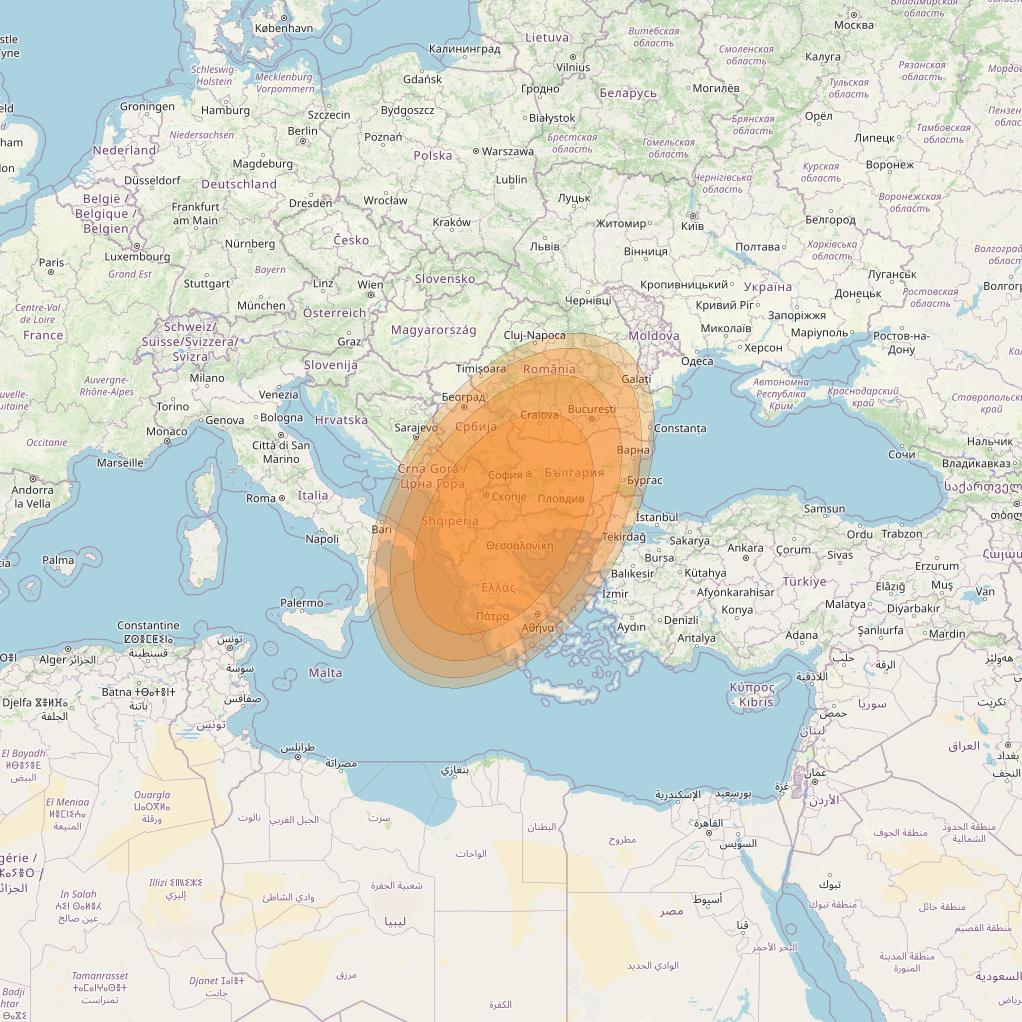 Thor 7 at 1° W downlink Ka-band Spot 15 beam coverage map