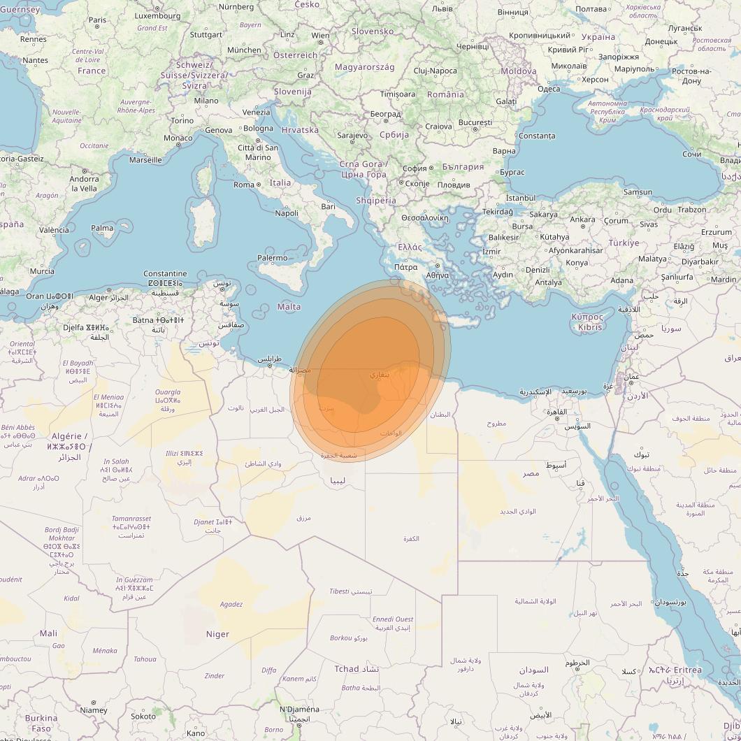 Thor 7 at 1° W downlink Ka-band Spot 16 beam coverage map