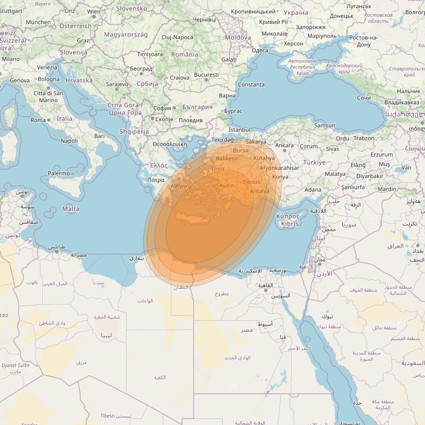 Thor 7 at 1° W downlink Ka-band Spot 17 beam coverage map