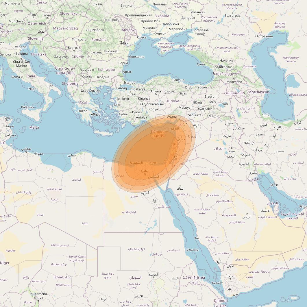 Thor 7 at 1° W downlink Ka-band Spot 18 beam coverage map