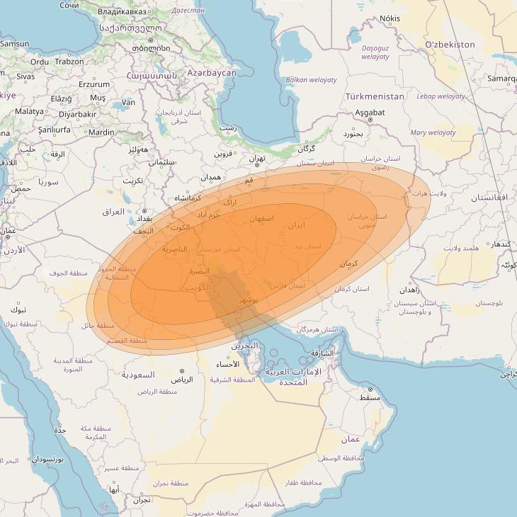 Thor 7 at 1° W downlink Ka-band Spot 22 beam coverage map