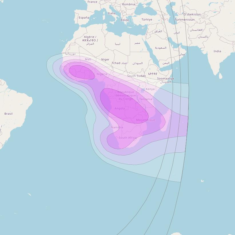 NSS 7 at 20° W downlink C-band South East Zone Beam coverage map