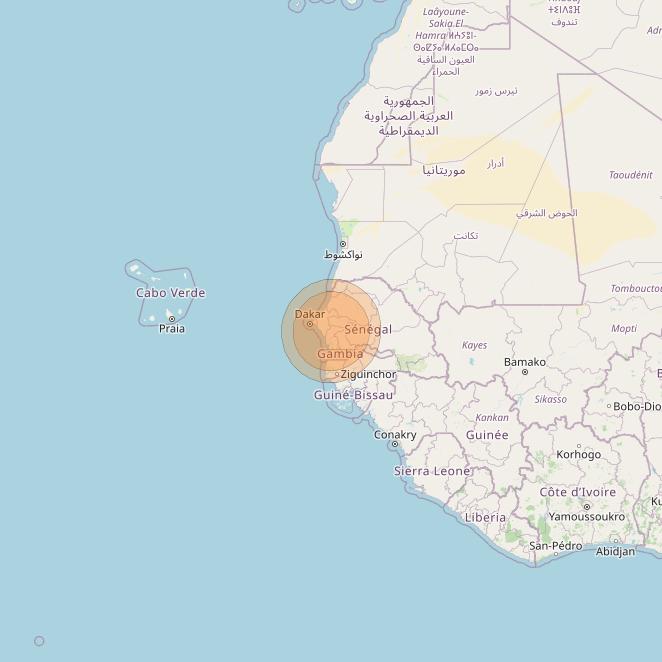 Al Yah 3 at 20° W downlink Ka-band Spot 08 User beam coverage map