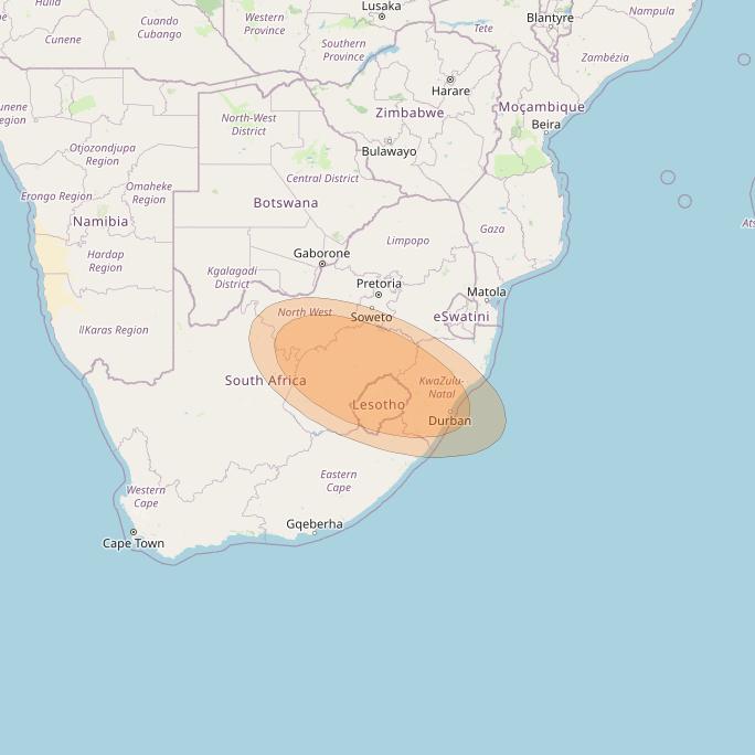 Al Yah 3 at 20° W downlink Ka-band Spot 28 User beam coverage map