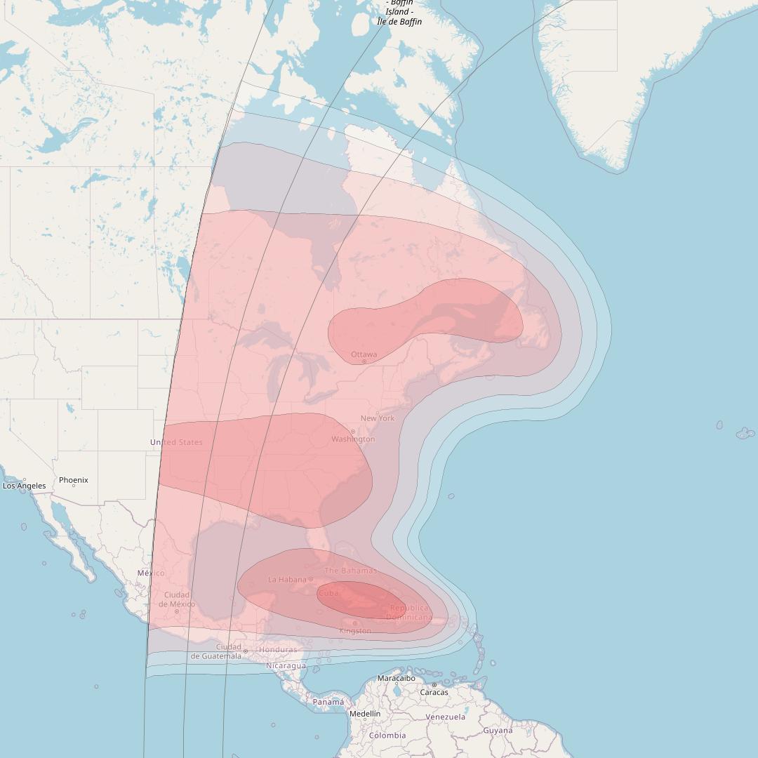 SES 4 at 22° W downlink Ku-band North America Beam coverage map