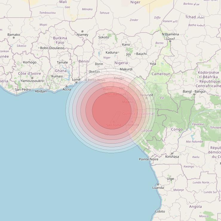 Angosat 2 at 23° E downlink Ku-band S01 User Spot beam coverage map