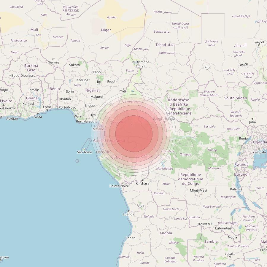 Angosat 2 at 23° E downlink Ku-band S02 User Spot beam coverage map