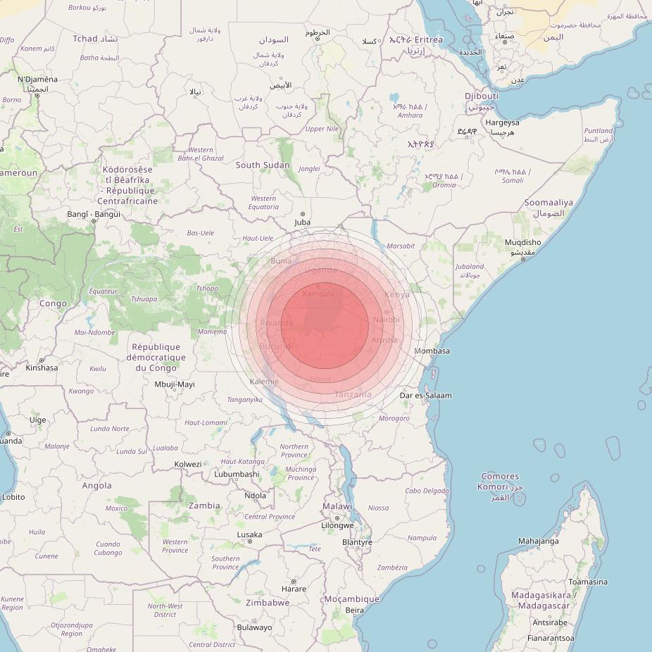 Angosat 2 at 23° E downlink Ku-band S09 User Spot beam coverage map