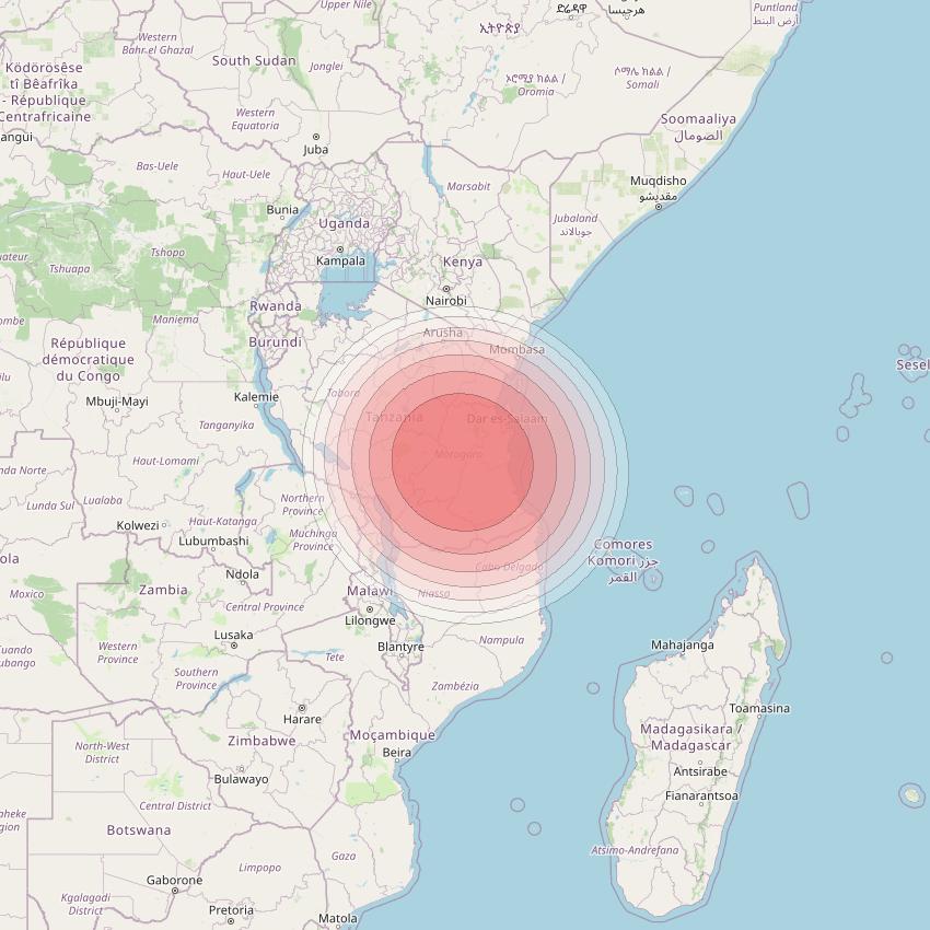 Angosat 2 at 23° E downlink Ku-band S14 Spot beam coverage map