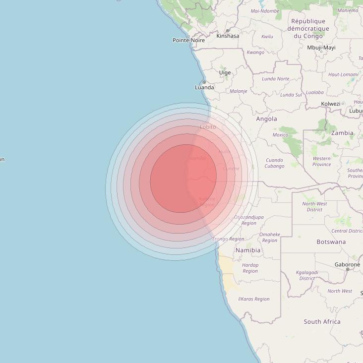 Angosat 2 at 23° E downlink Ku-band S15 Spot beam coverage map