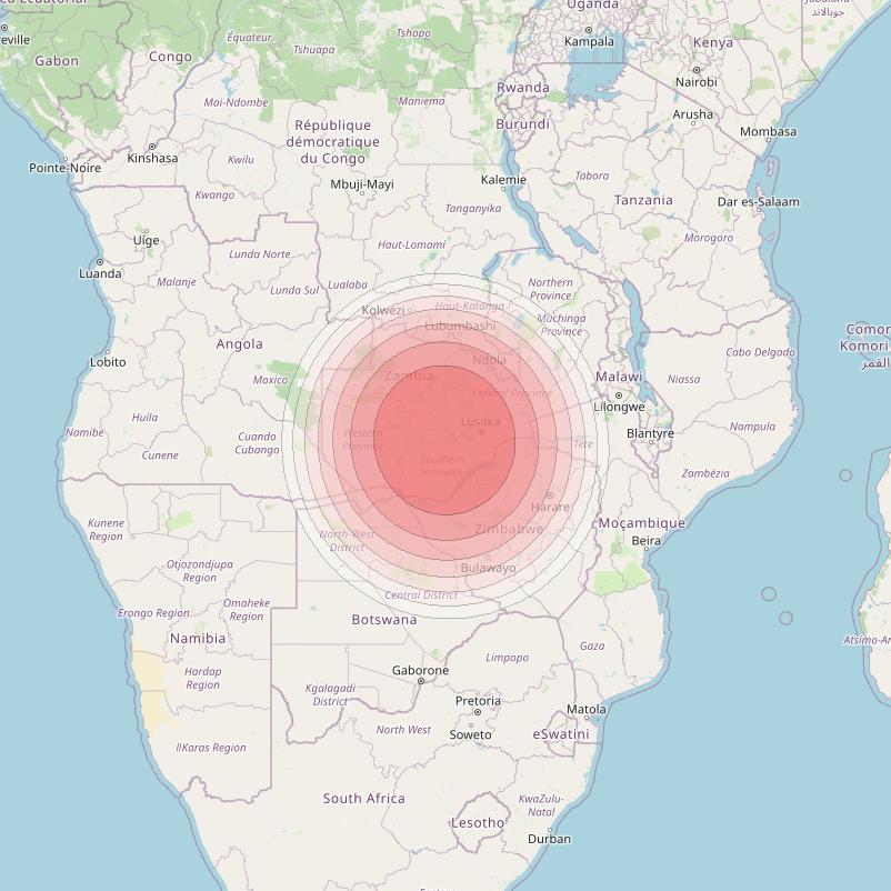 Angosat 2 at 23° E downlink Ku-band S17 Spot beam coverage map