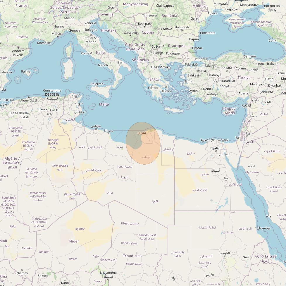 BADR 7 at 26° E downlink Ka-band Spot09B User Spot beam coverage map