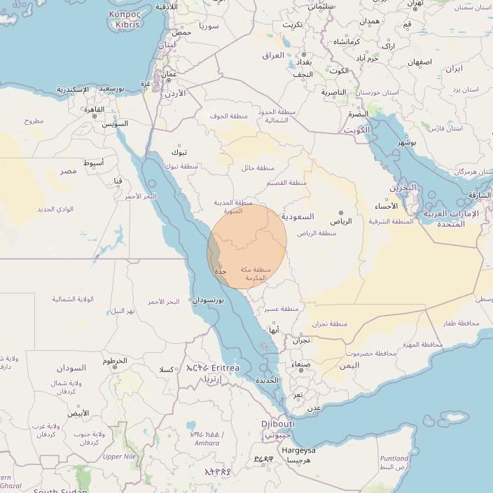 BADR 7 at 26° E downlink Ka-band Spot10A User Spot beam coverage map