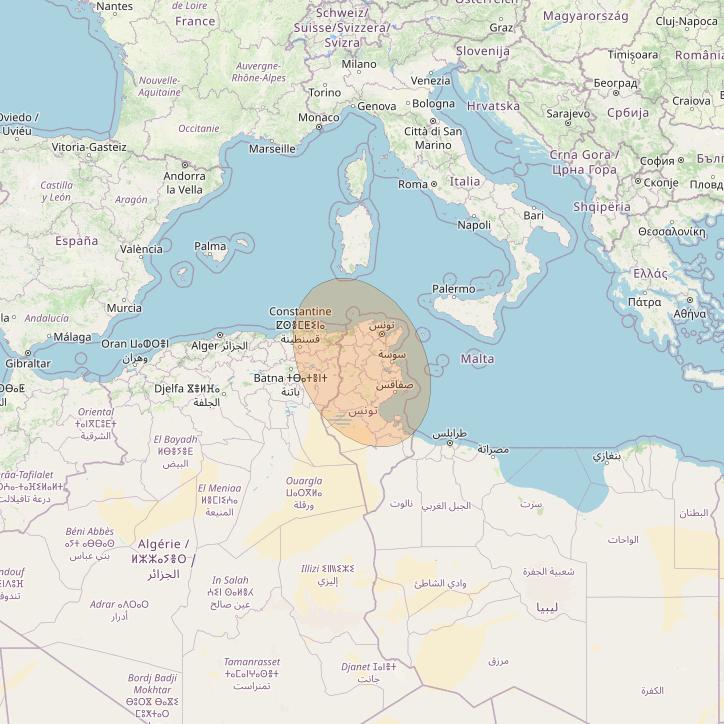 BADR 7 at 26° E downlink Ka-band Spot11A User Spot beam coverage map