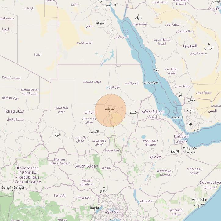 BADR 7 at 26° E downlink Ka-band Spot13B User Spot beam coverage map