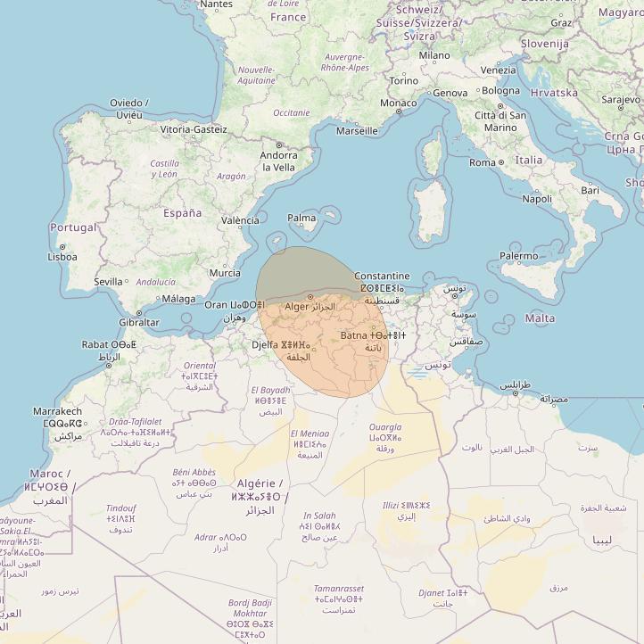 BADR 7 at 26° E downlink Ka-band Spot14B User Spot beam coverage map