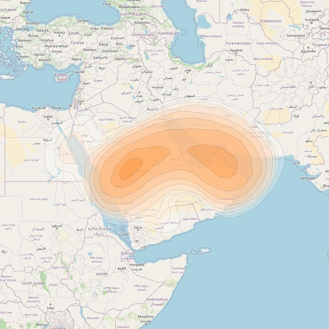 BADR 5 at 26° E downlink Ka-band Steerable Beam coverage map