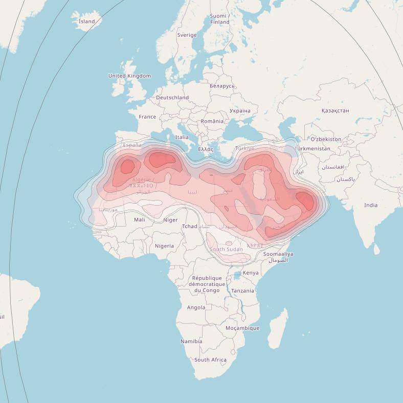 Badr 6 at 26° E downlink Ku-band BSS Beam coverage map