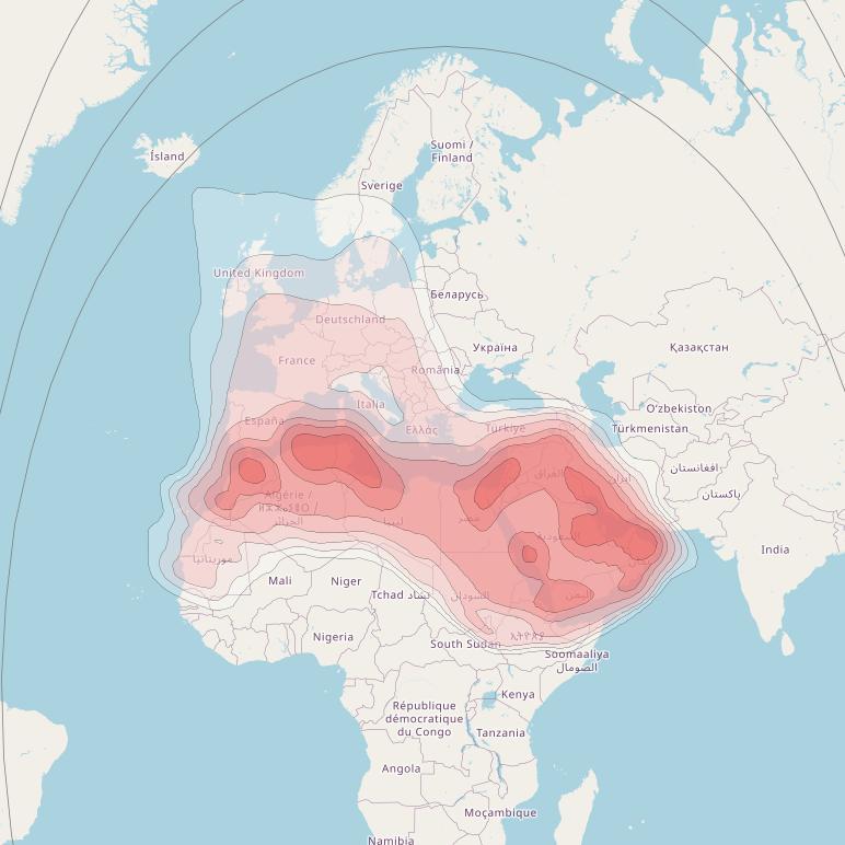 BADR 4 at 26° E downlink Ku-band BSS Beam coverage map