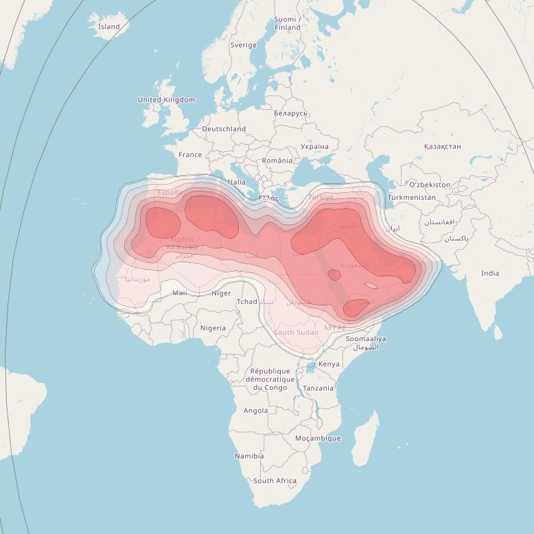 BADR 5 at 26° E downlink Ku-Band MENA FSS Beam coverage map