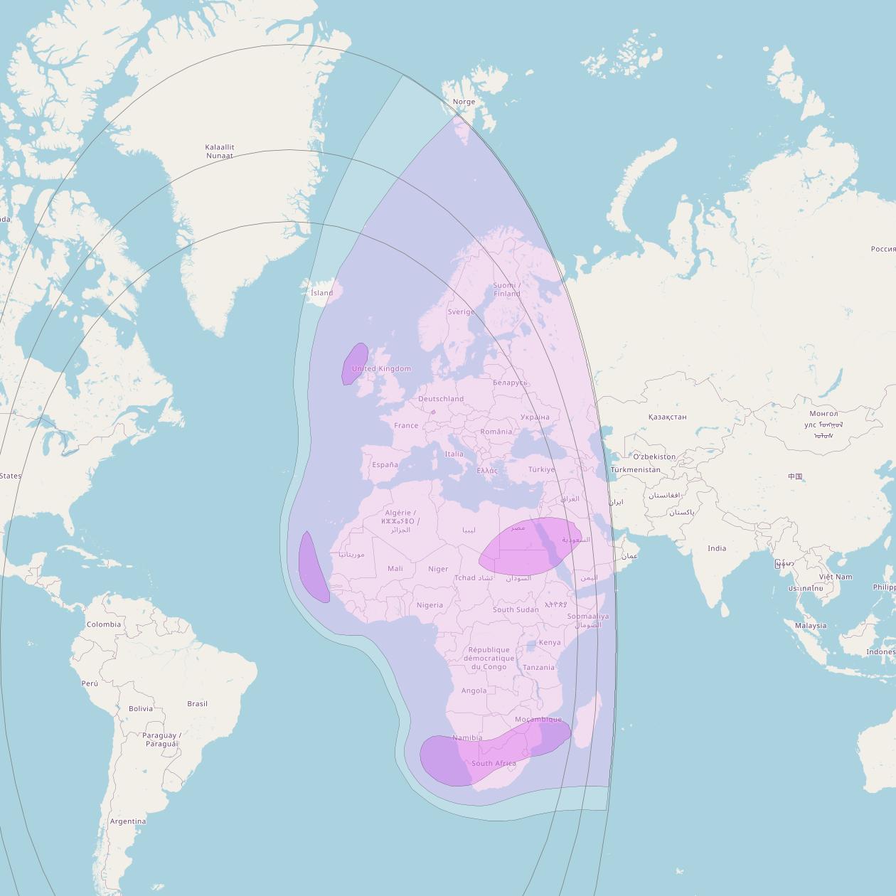 Intelsat 901 + MEV1 at 27° W downlink C-band East Hemi beam coverage map