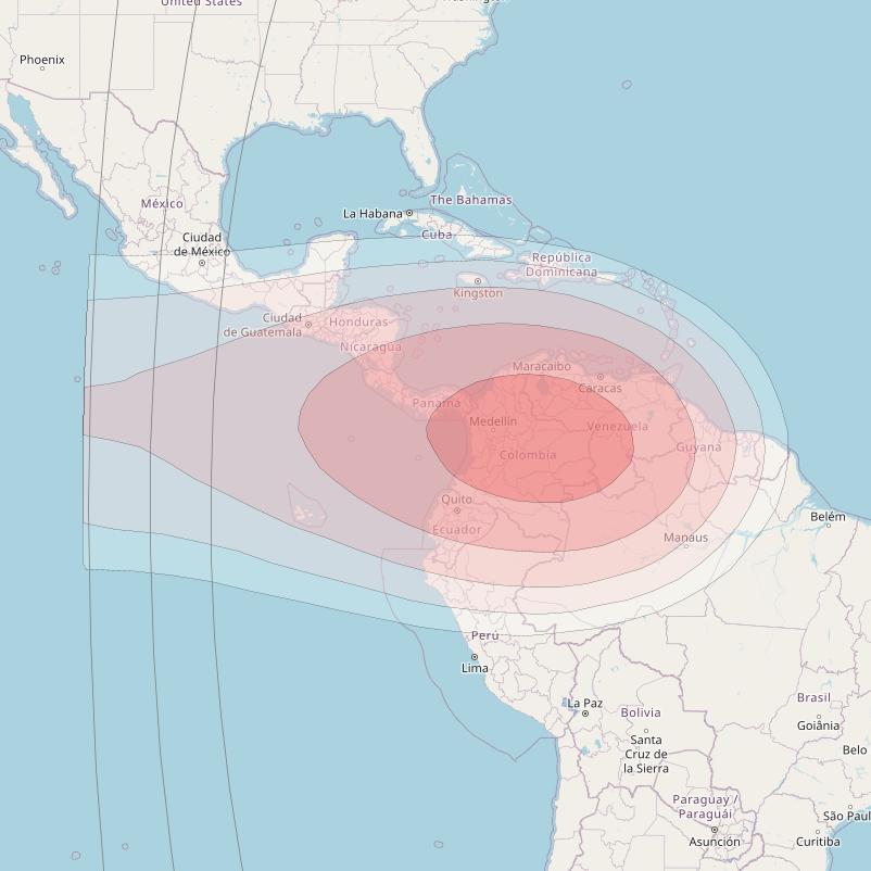 Intelsat 901 + MEV1 at 27° W downlink Ku-band Spot 1 beam coverage map