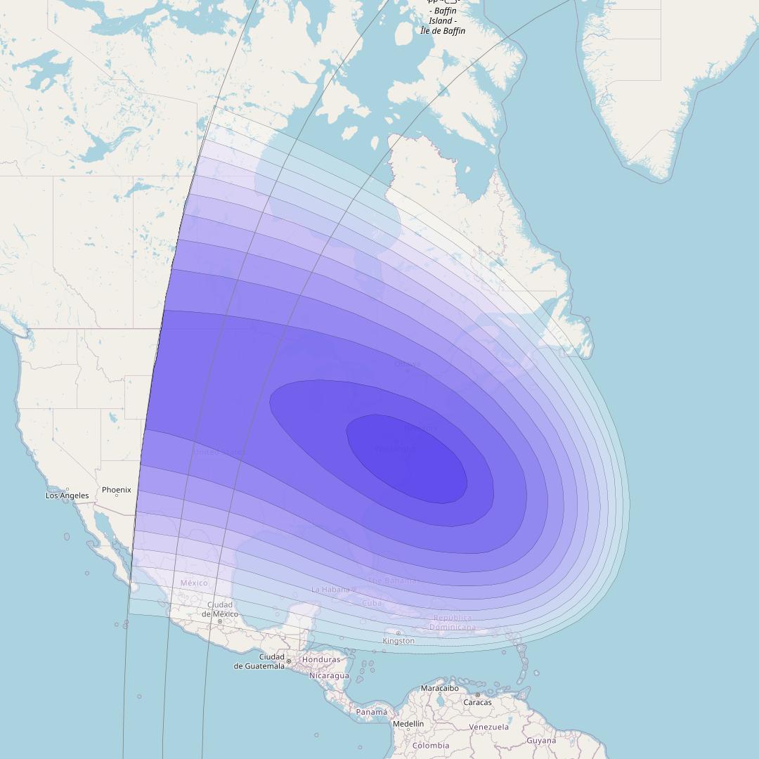 XTAR-LANT at 30° W downlink X-band North America beam coverage map