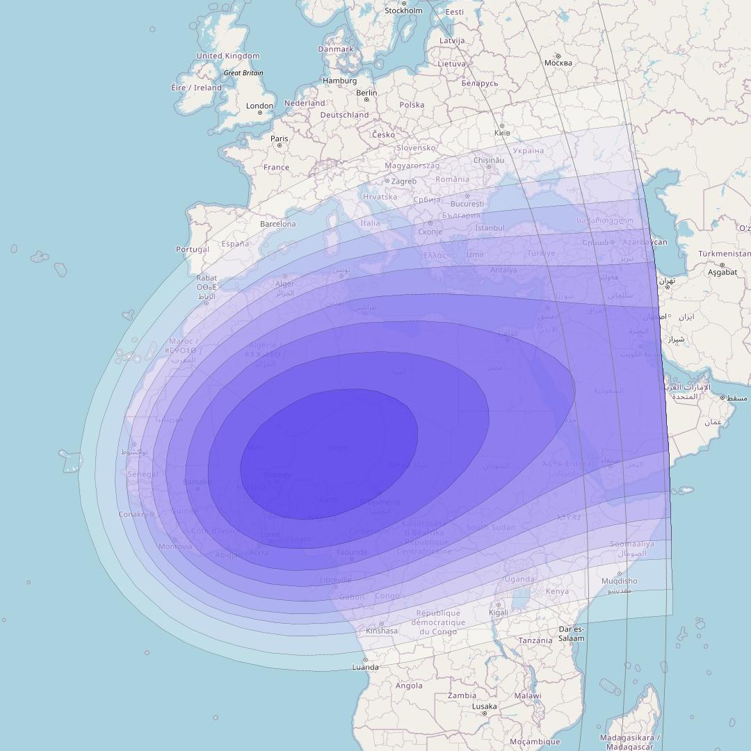 XTAR-LANT at 30° W downlink X-band North Africa beam coverage map