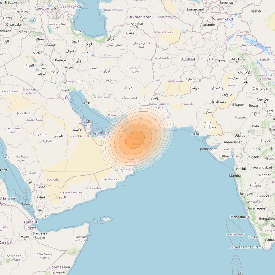 Arabsat 6A at 31&deg; E downlink Ka-band User S05 beam coverage map