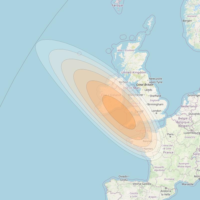 Hylas 2 at 31° E downlink Ka-band Spot03 User beam coverage map