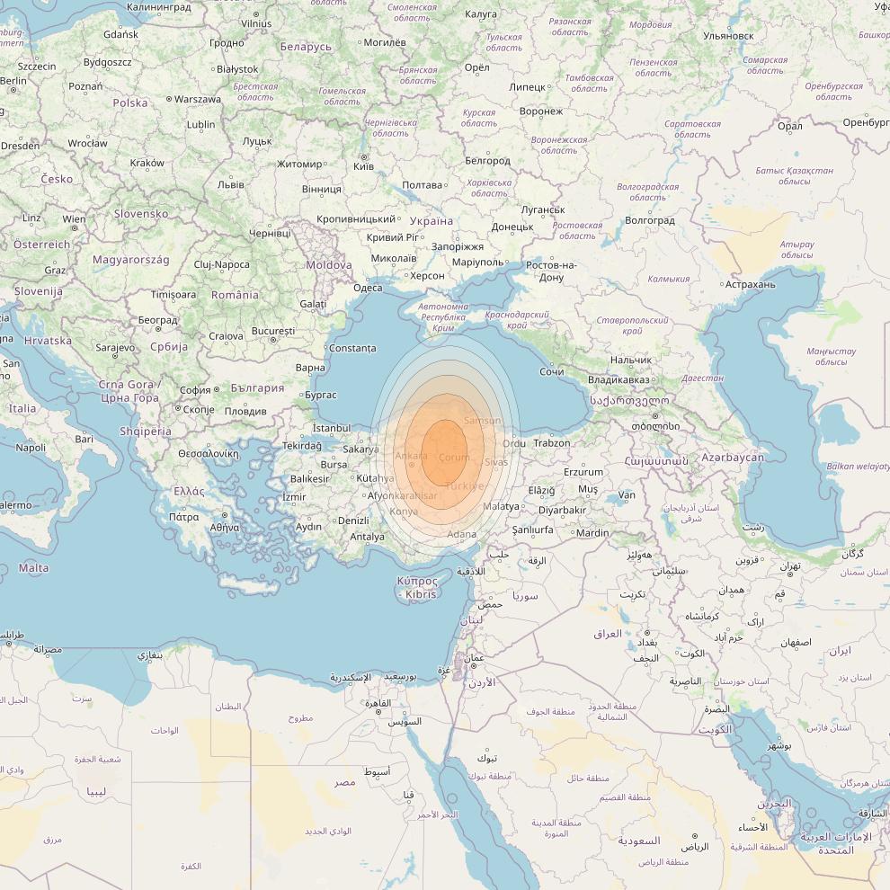 Hylas 2 at 31° E downlink Ka-band Spot21 User beam coverage map