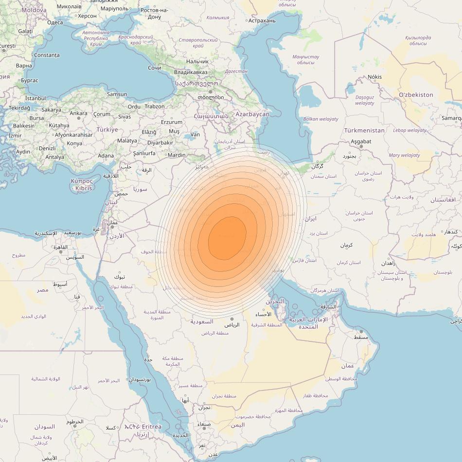 Hylas 2 at 31° E downlink Ka-band Spot 26 beam coverage map