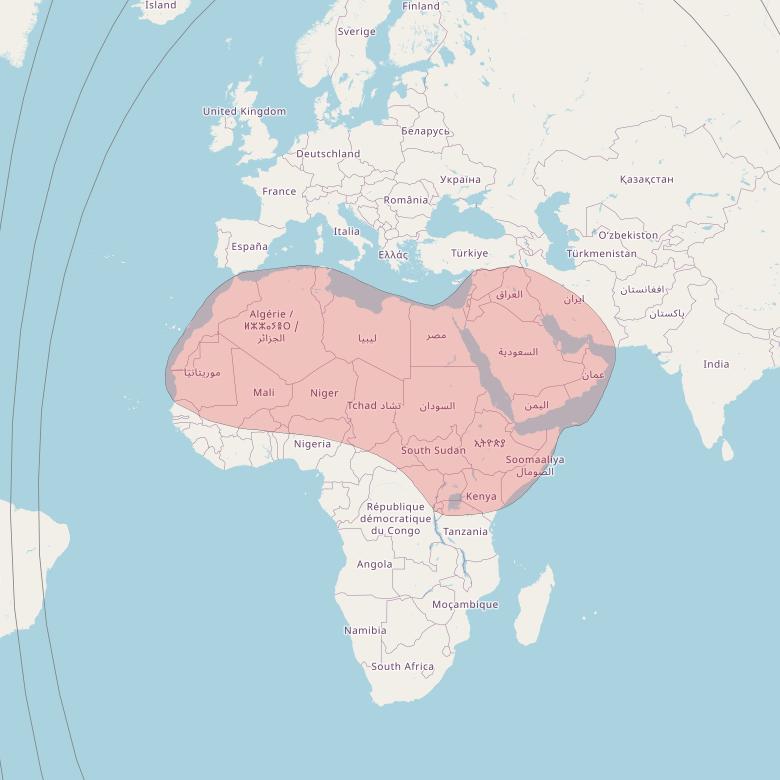 Arabsat 6A at 31° E downlink Ku-band Appendix 30B beam coverage map