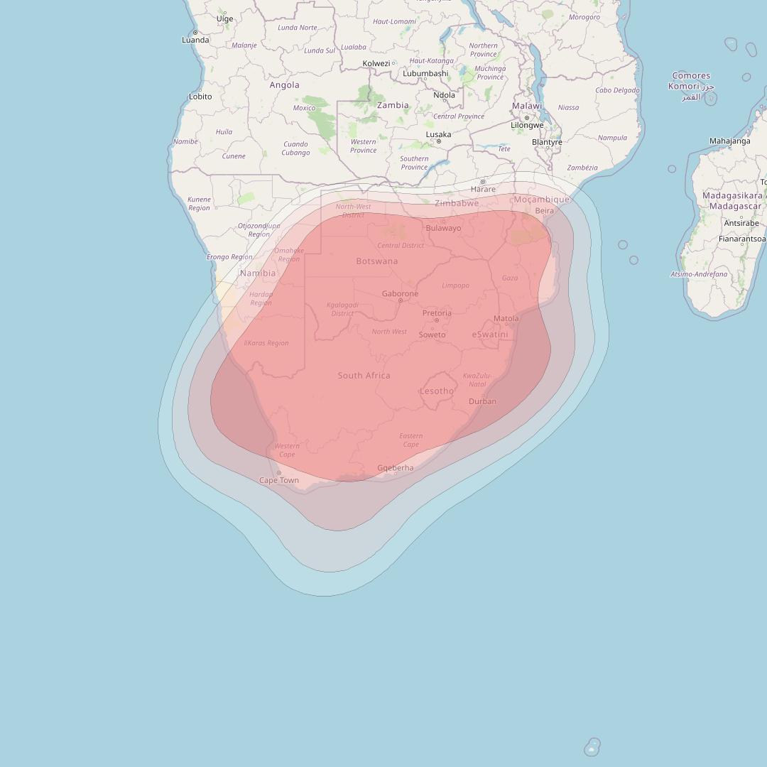 Turksat 5A at 31° E downlink Ku-band Africa 2 beam coverage map
