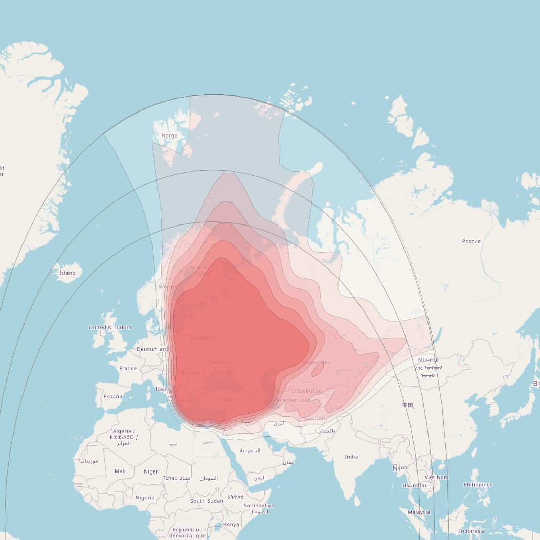 Astra 5B at 31° E downlink Ku-band Wide BSS beam coverage map