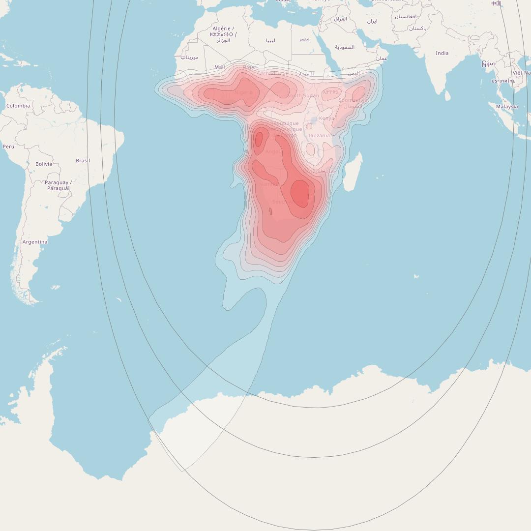 Intelsat 28 at 33° E downlink Ku-band AFKH (Africa) beam coverage map
