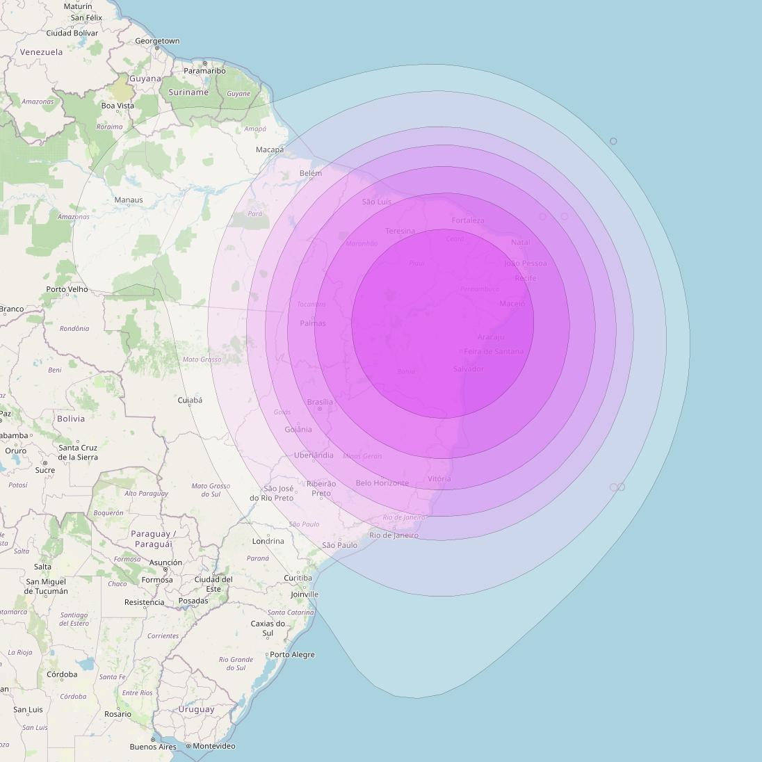 Intelsat 35e at 34° W downlink C-band C16 User Spot beam coverage map