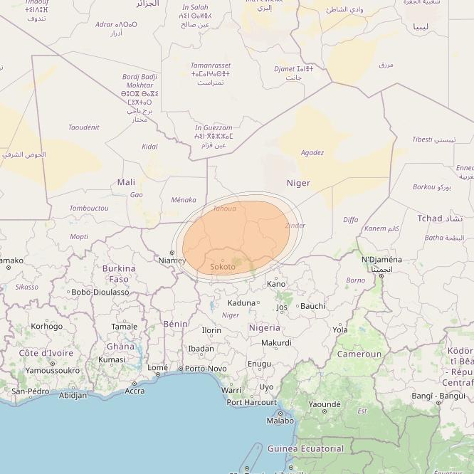 Hylas 4 at 34° W downlink Ka-band S13 User Spot beam coverage map