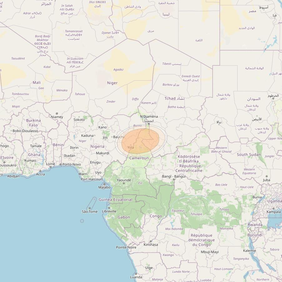 Hylas 4 at 34° W downlink Ka-band S18 User Spot beam coverage map