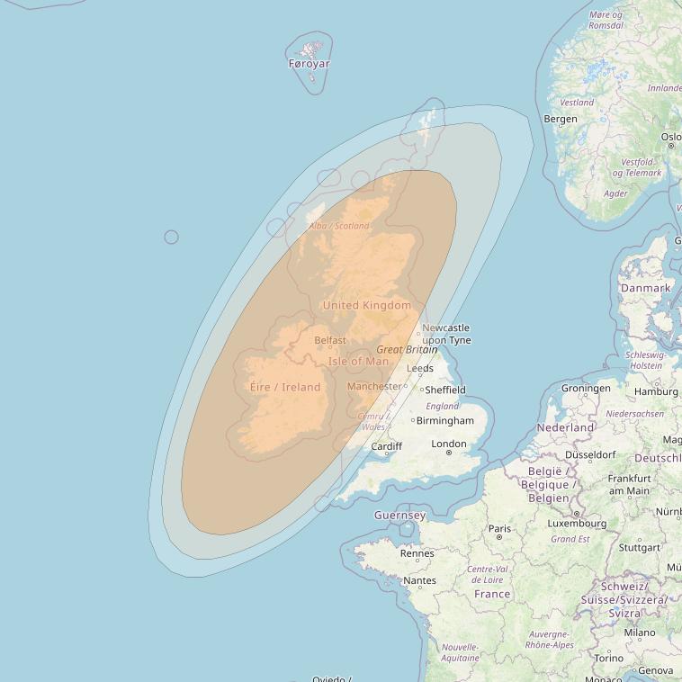 Hylas 4 at 34° W downlink Ka-band S64 User Spot beam coverage map