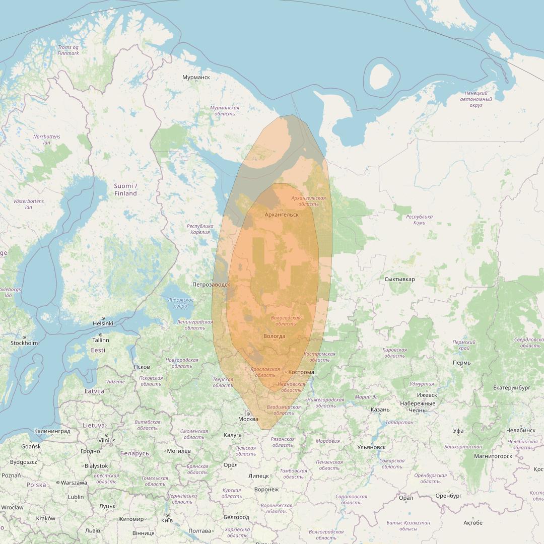 Express AMU1 at 36° E downlink Ka-band Spot 2 beam coverage map