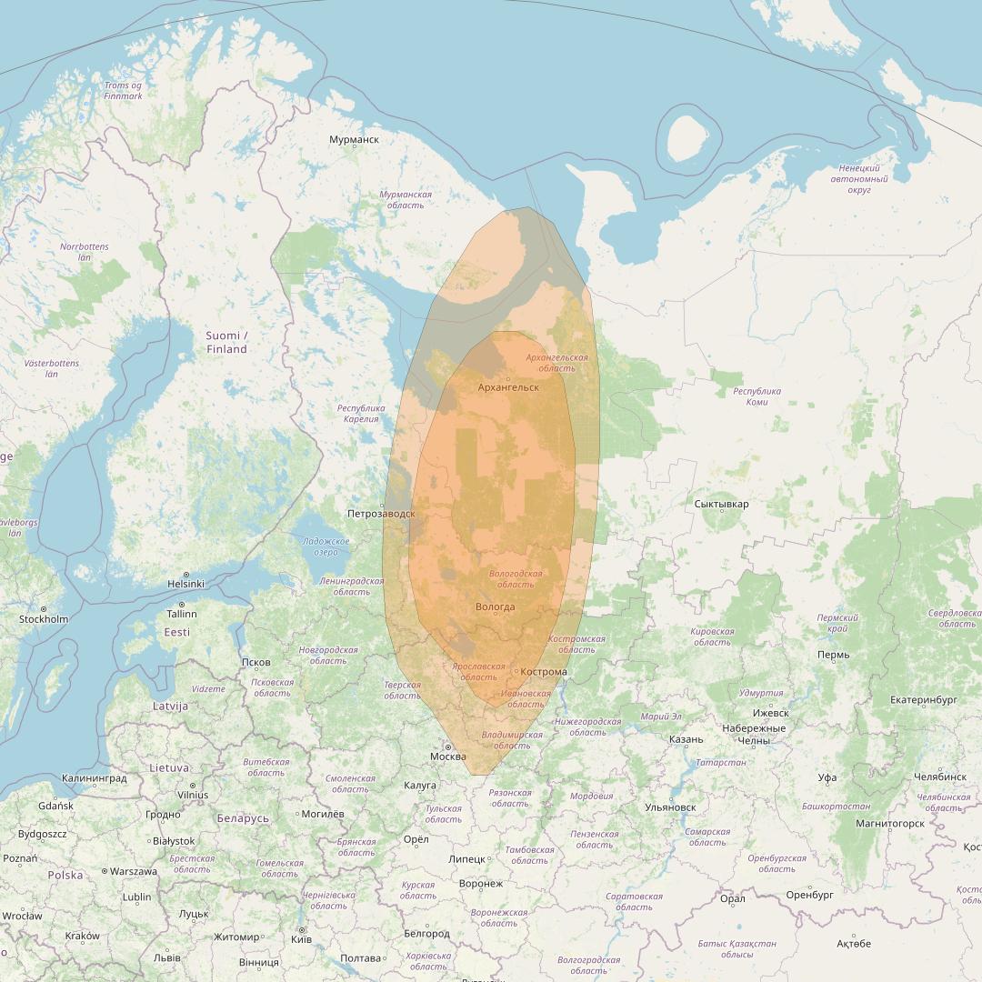 Express AMU1 at 36° E downlink Ka-band Spot 2 beam coverage map