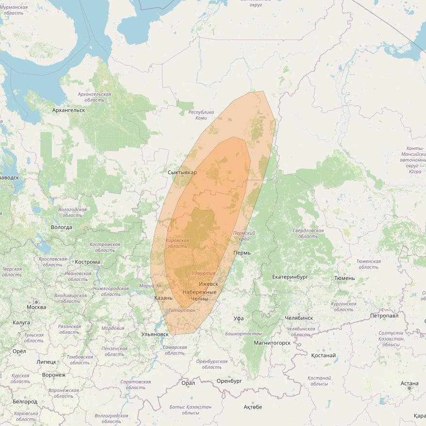 Express AMU1 at 36° E downlink Ka-band Spot 4 beam coverage map