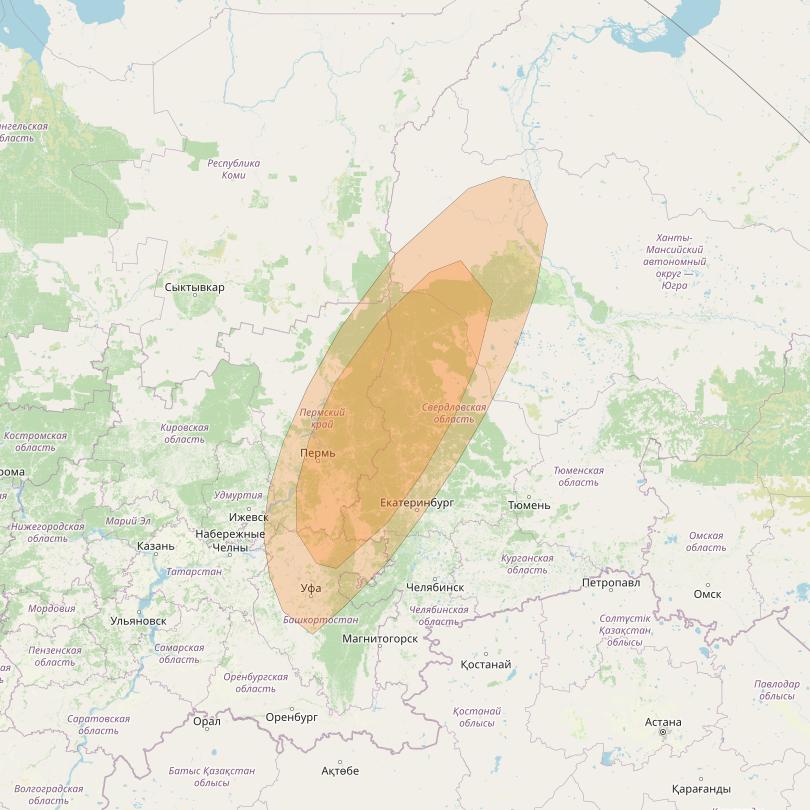 Express AMU1 at 36° E downlink Ka-band Spot 5 beam coverage map