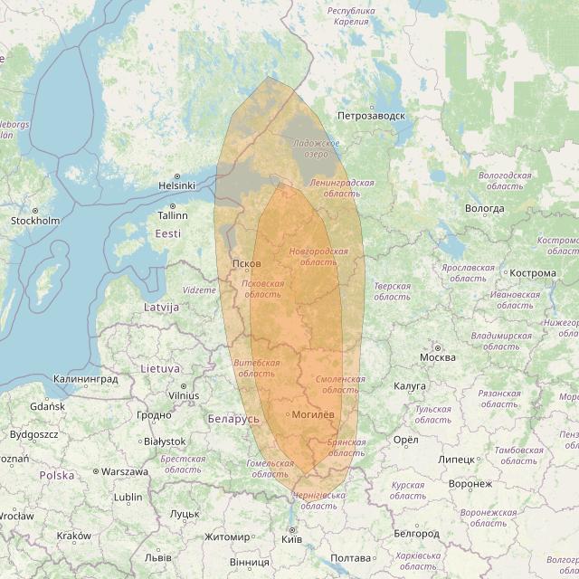 Express AMU1 at 36° E downlink Ka-band Spot 7 beam coverage map