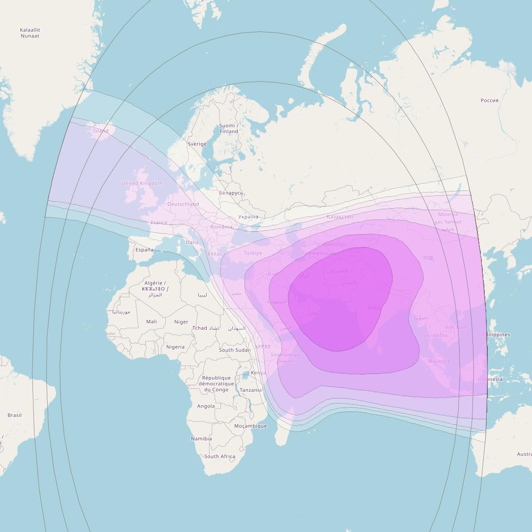 Paksat-MM1 at 38&deg; E downlink C-band Wide beam coverage map
