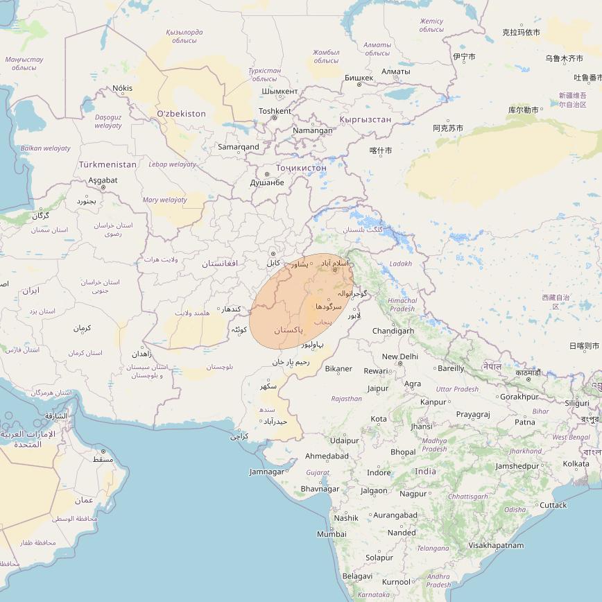 Paksat-MM1 at 38&deg; E downlink Ka-band S04 User Spot beam coverage map