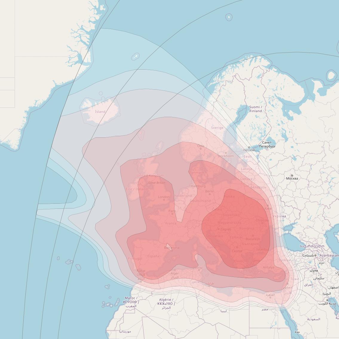 HellasSat 4 at 39° E downlink Ku-band Europe FSS App30B beam coverage map