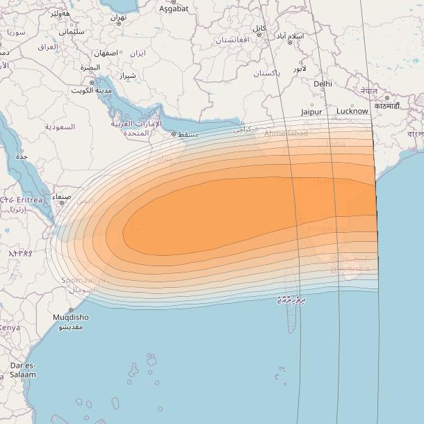 Eutelsat 3B at 3° E downlink Ka-band Spot 2 beam coverage map